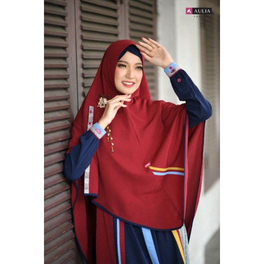 AULIA FASHION Set Gamis REEYNA NAVY MAROON Preloved size S Busana Muslim Branded New Original Premiu