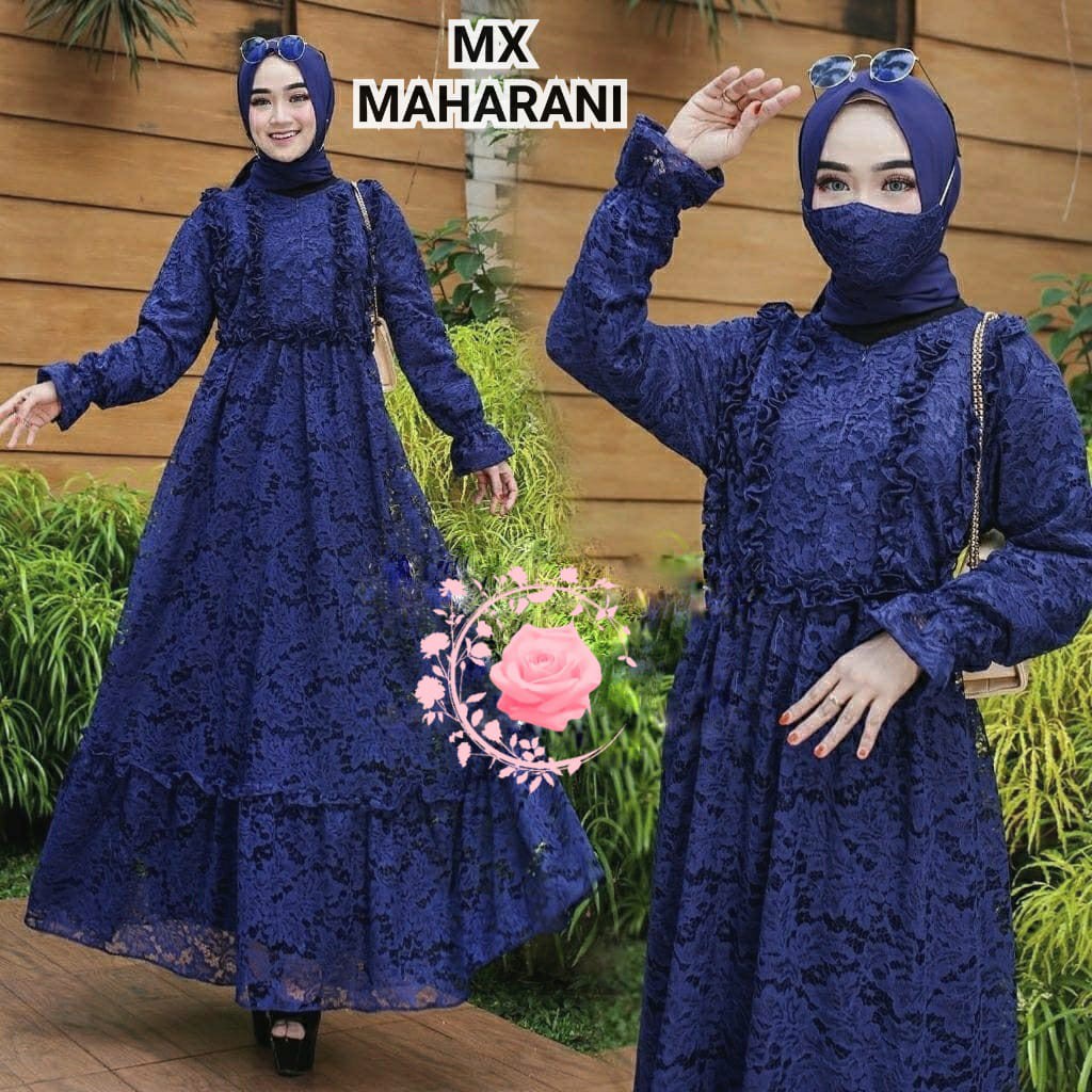 GAMIS BRUKAT MAHARANI MEWAH 4XL 3XL 2XL XL L / FREE MASKER BRUKAT / PAKAIAN PESTA / PAKAIAN PESTA TERLARIS