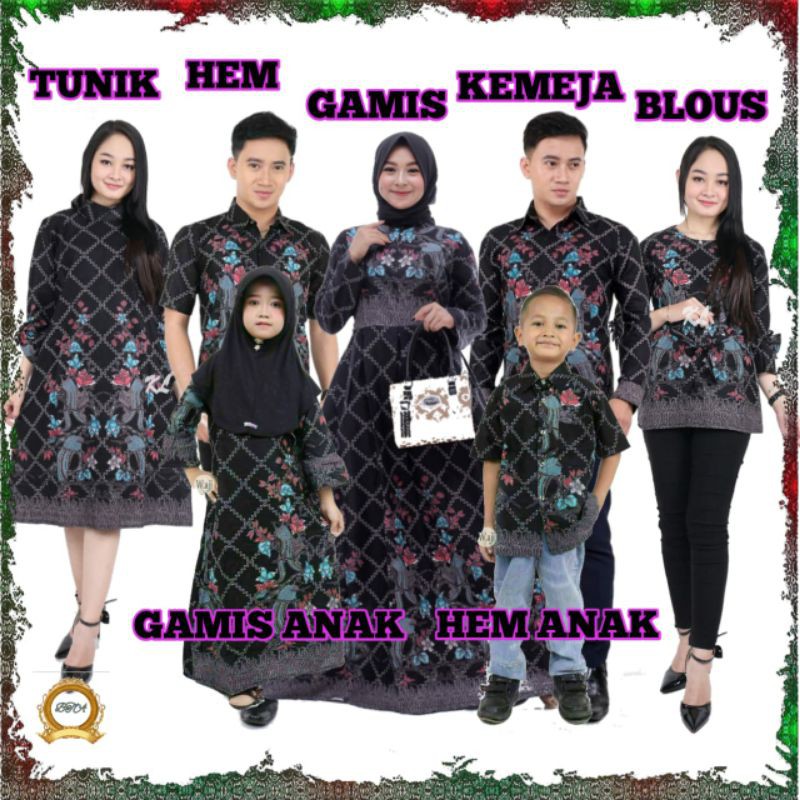 BAJU BATIK COUPLE KELUARGA GAMIS SYAR'I TERBARU~MOTIF JANGKAR KOTAK MODERN