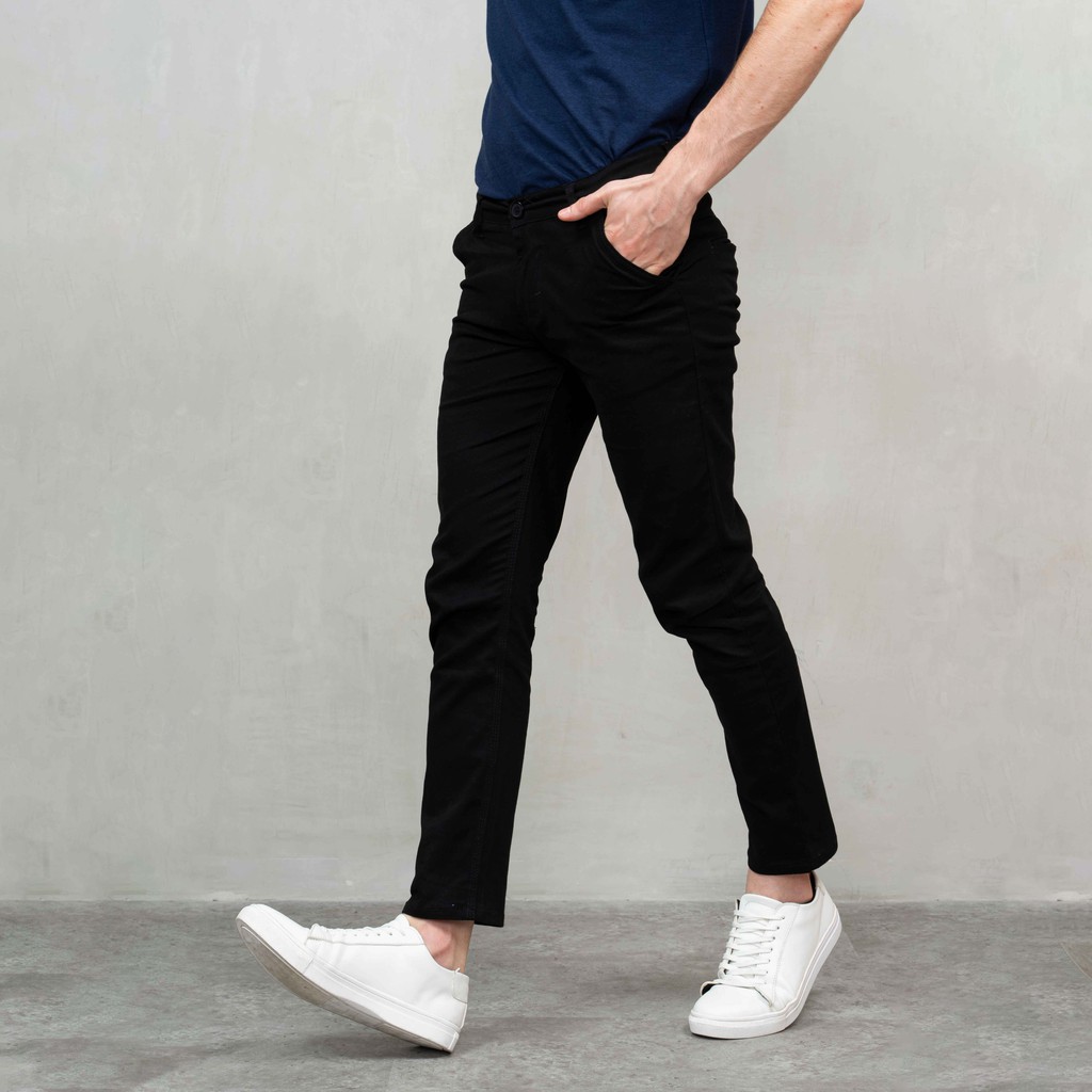 Houseofcuff Celana Chino Panjang Pria Slim fit Stretch Jeans Hitam