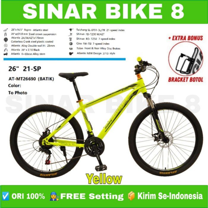 Sepeda Gunung MTB Atlantis MT-690 Ukuran 24 dan 26 Inch 21 Speed Inner Cable