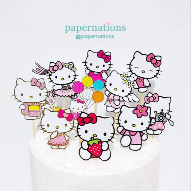 Cupcake Topper Hello Kitty / Topper Hello Kitty / Cake Topper Hello Kitty / Topper Kue Hello Kitty