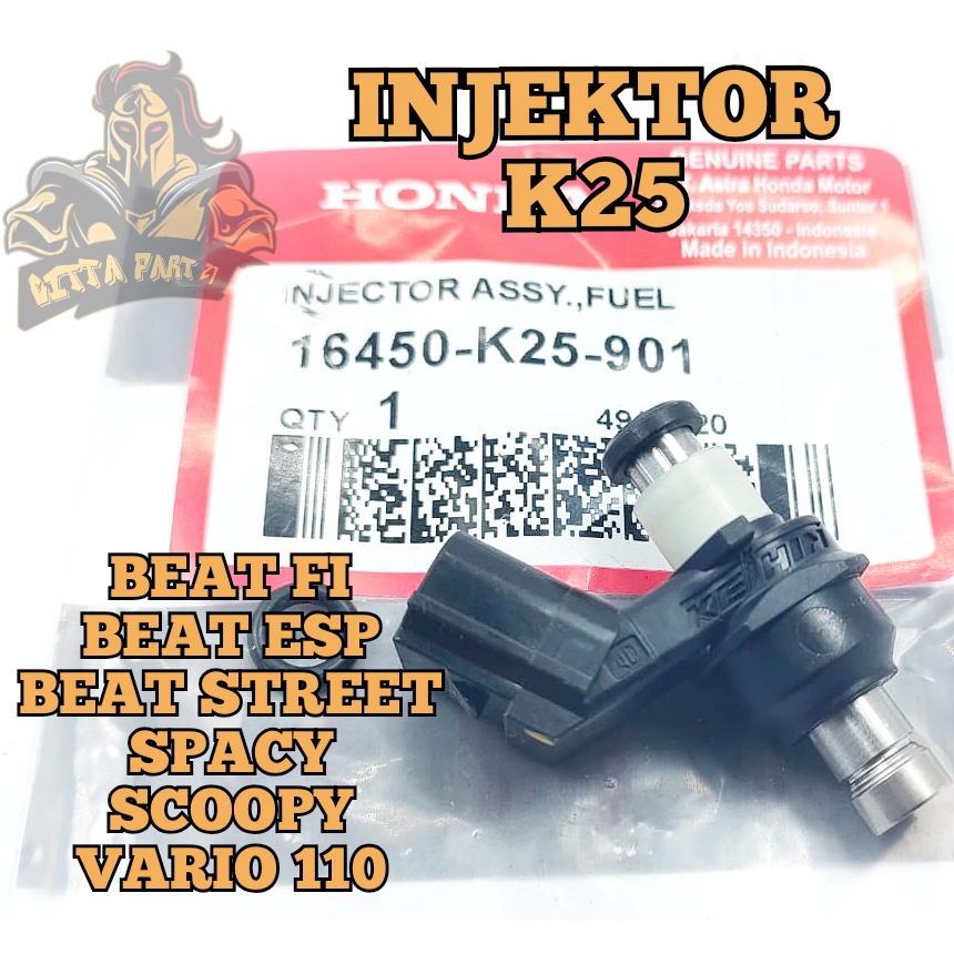 INJEKTOR ASLI ORIGINAL HONDA AHM K25 TANPA SAMBUNGAN KUALITAS ASLI ORIGINAL HONDA AHM BEAT FI BEAT ESP BEAT STREET SPACY SCOOPY VARIO 110