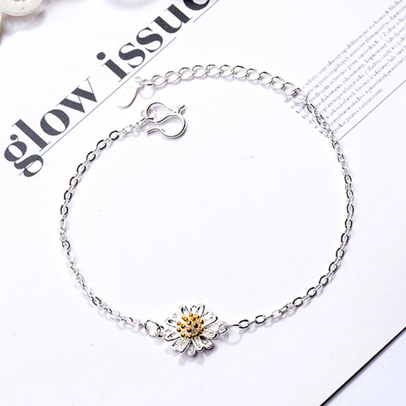 1pc Gelang Kaki Bahan 925 Silver Aksen Bintang Dan Daisy Untuk Wanita