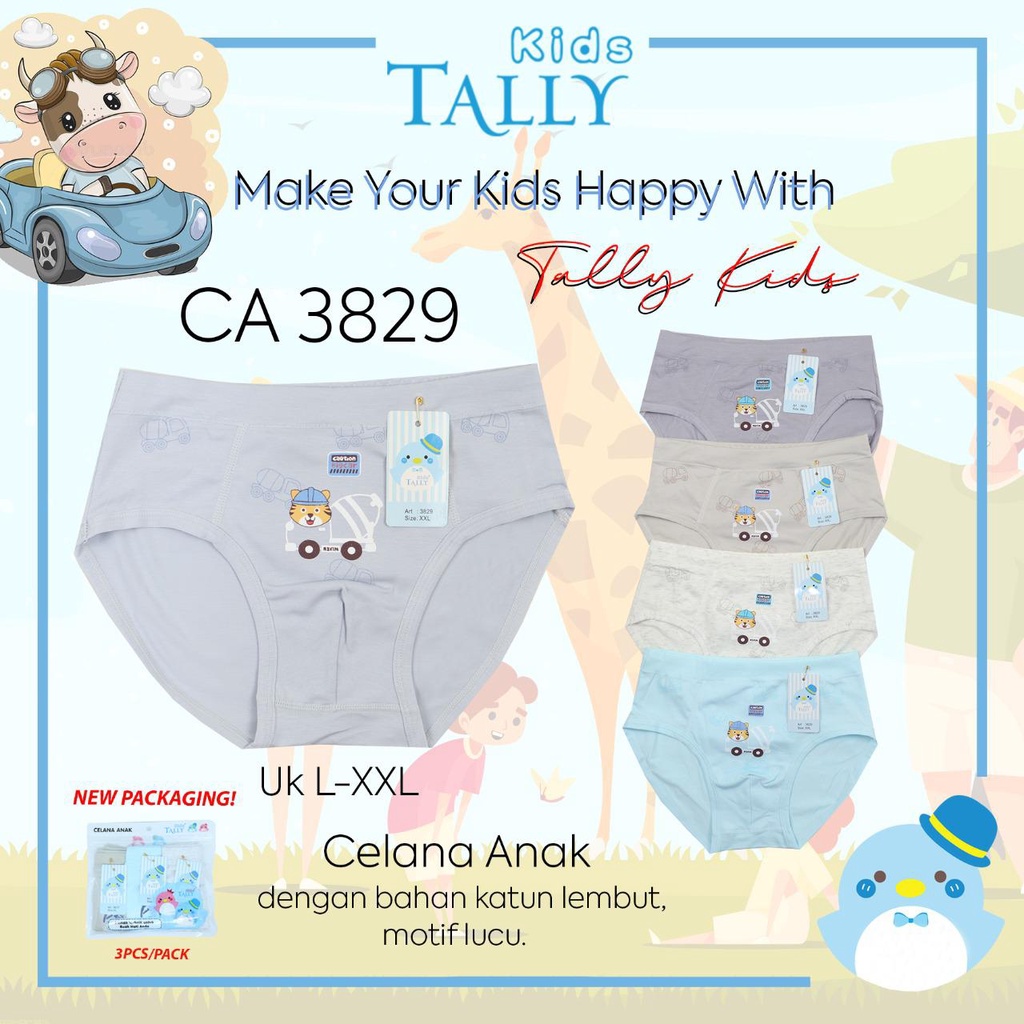 TALLY KIDS BOY 3829 | CD CELANA DALAM ANAK COWOK LAKI - LAKI SEGITIGA | BAHAN KATUN I SIZE L - XXL