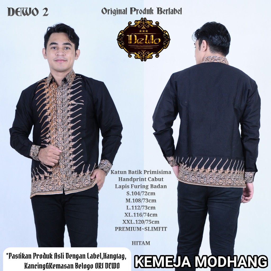 MODHANG Kemeja Batik Pria Lengan Panjang Katun Halus FULL FURING Dewo