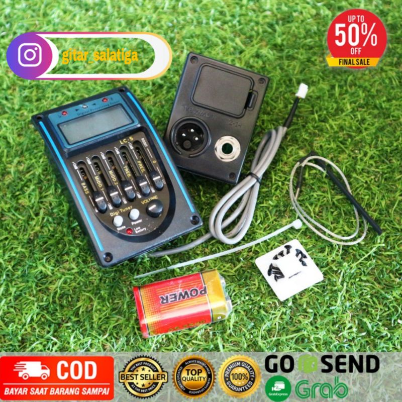 Preamp lc 5 tuner gitar akustik electrik original