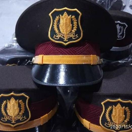 Topi Pet SATPAM Terbaru Coklat Polisi Orihinal Ciputat Asli BAGUS