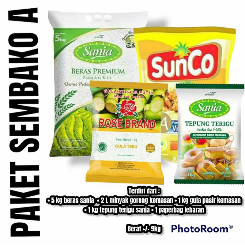 

paket sembako murah hampers lebaran sembako beras sania tepung terigu sania gula pasir