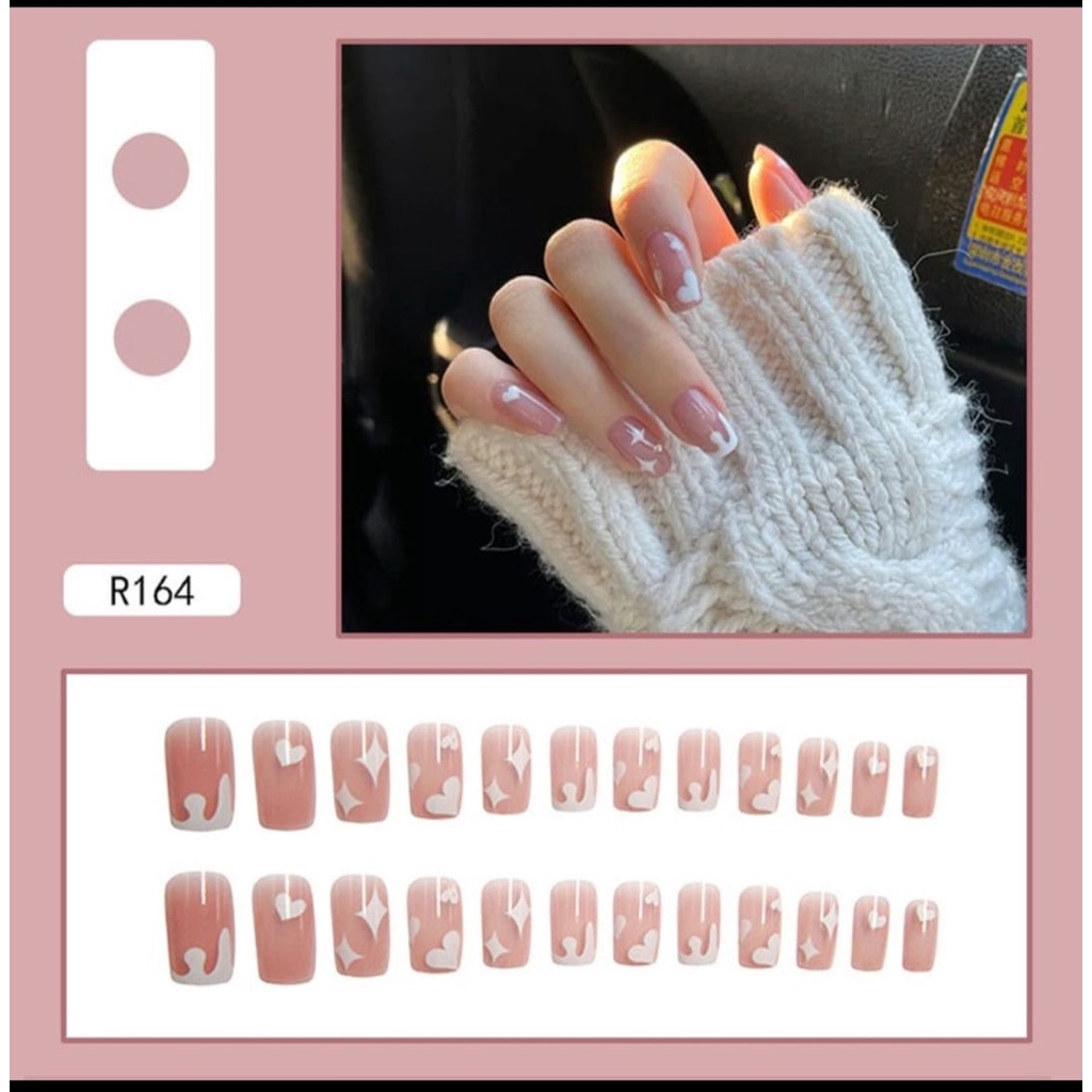 (R141-R170) kuku palsu fake nail art kode R [isi 24pcs + lem + box] kuku palsu R-Fake nail art R