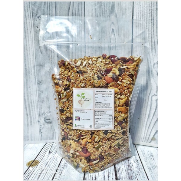 SUPER GRANOLA 250GR (Vanilla Flavour &amp; 14 MIX) - Rolled Oat, Almond, Cranberry, Cashew, Pumpkin seed, Raisin, Flaxseed