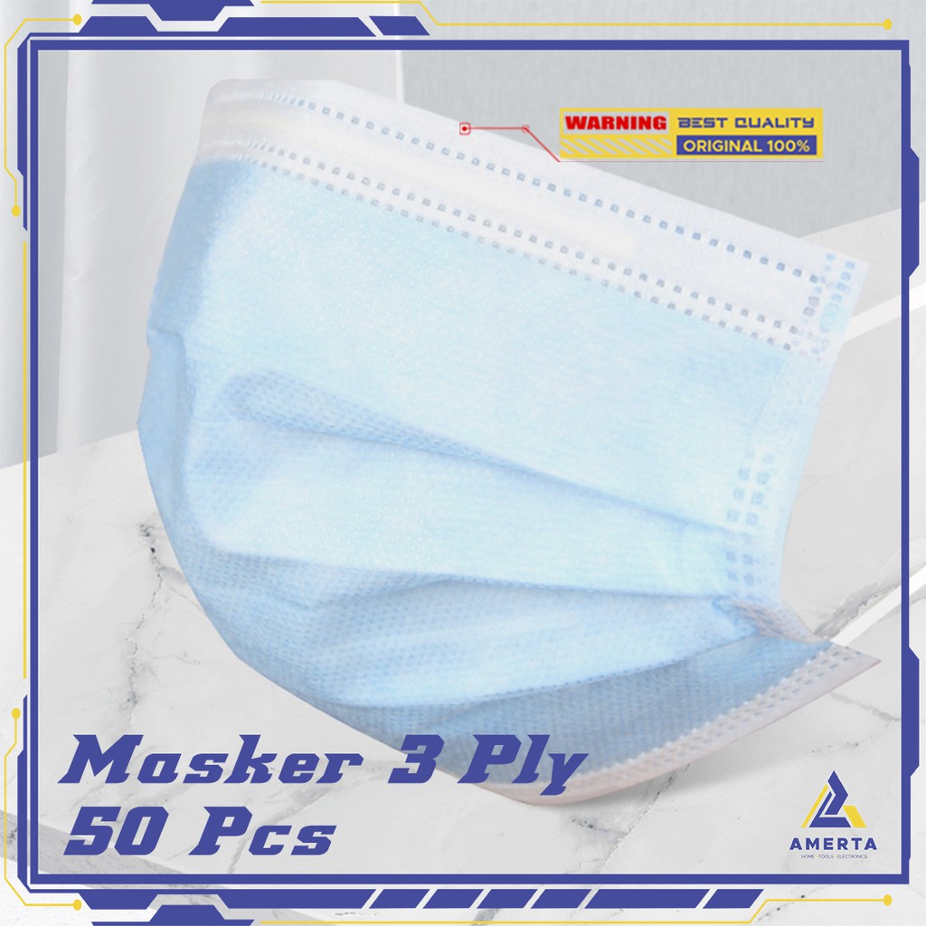 Masker Bedah Filter Udara Anti Polusi Virus Corona 3-Ply 50 PCS YAJIE