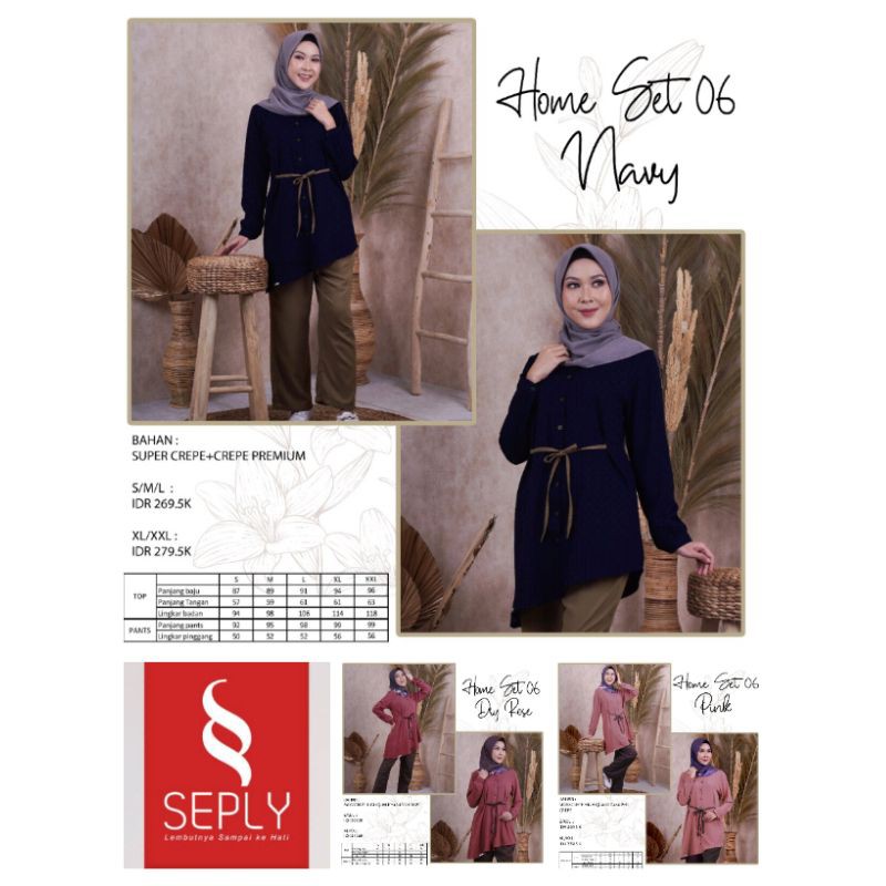 SEPLY HOME SET 06 PINK, NAVY, DRY ROSE (SETELAN)