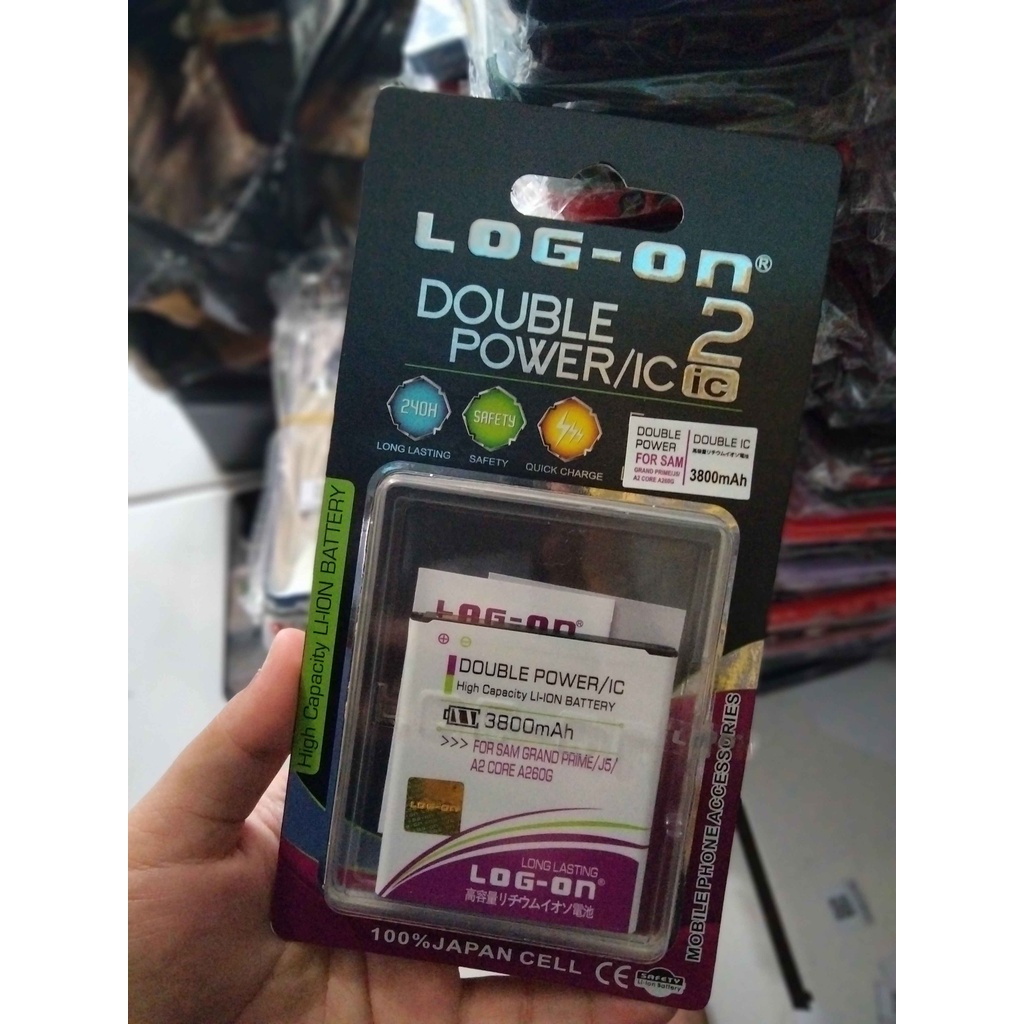 Baterai Samsung J3/J5/Grand Prime/J2 Prime - LOG-ON Double Power IC Battery 2IC
