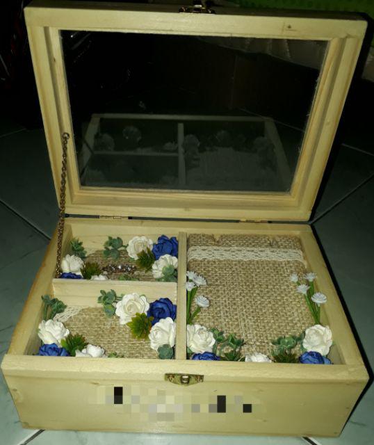 Tempat Perhiasan Cincin Mahar Kotak Perhiasan 3 Ruang