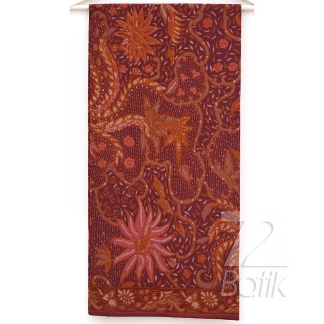 KAIN BATIK KATUN Premium Motif Kembang Warna Merah Bata Maroon Marun Maron 726194 Cap 72 Jarik Jarit Samping Kebat Panjang Batik Katun Modern Premium Bahan Seragam Batik Pernikahan Kantor Keluarga Murah Kamen Jadi Batik Bali Lembaran