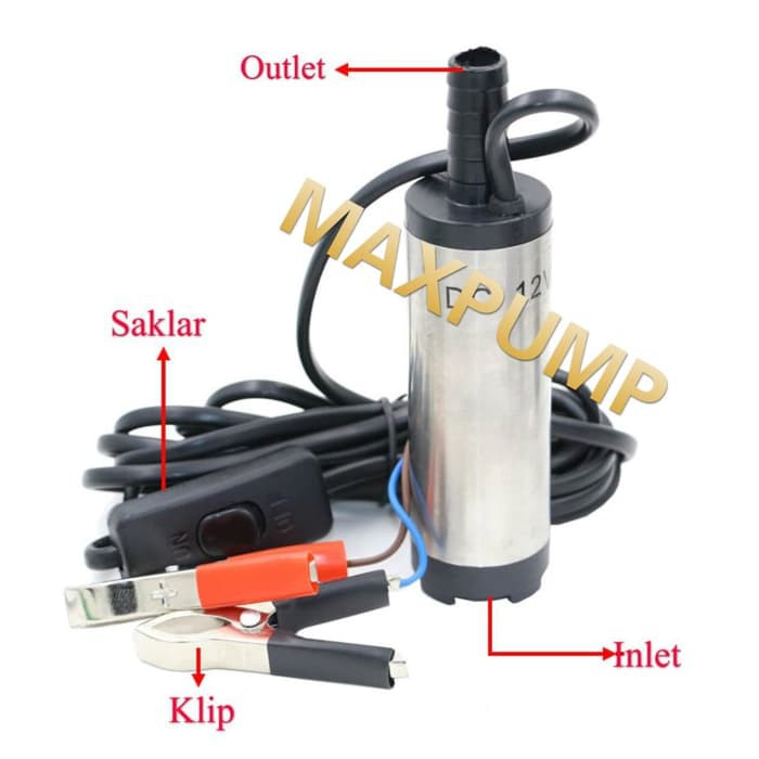 MAXPUMP DC12V 51MM pompa air transfer solar minyak oli mini dc 12volt 51mm pompa air celup mini pompa air