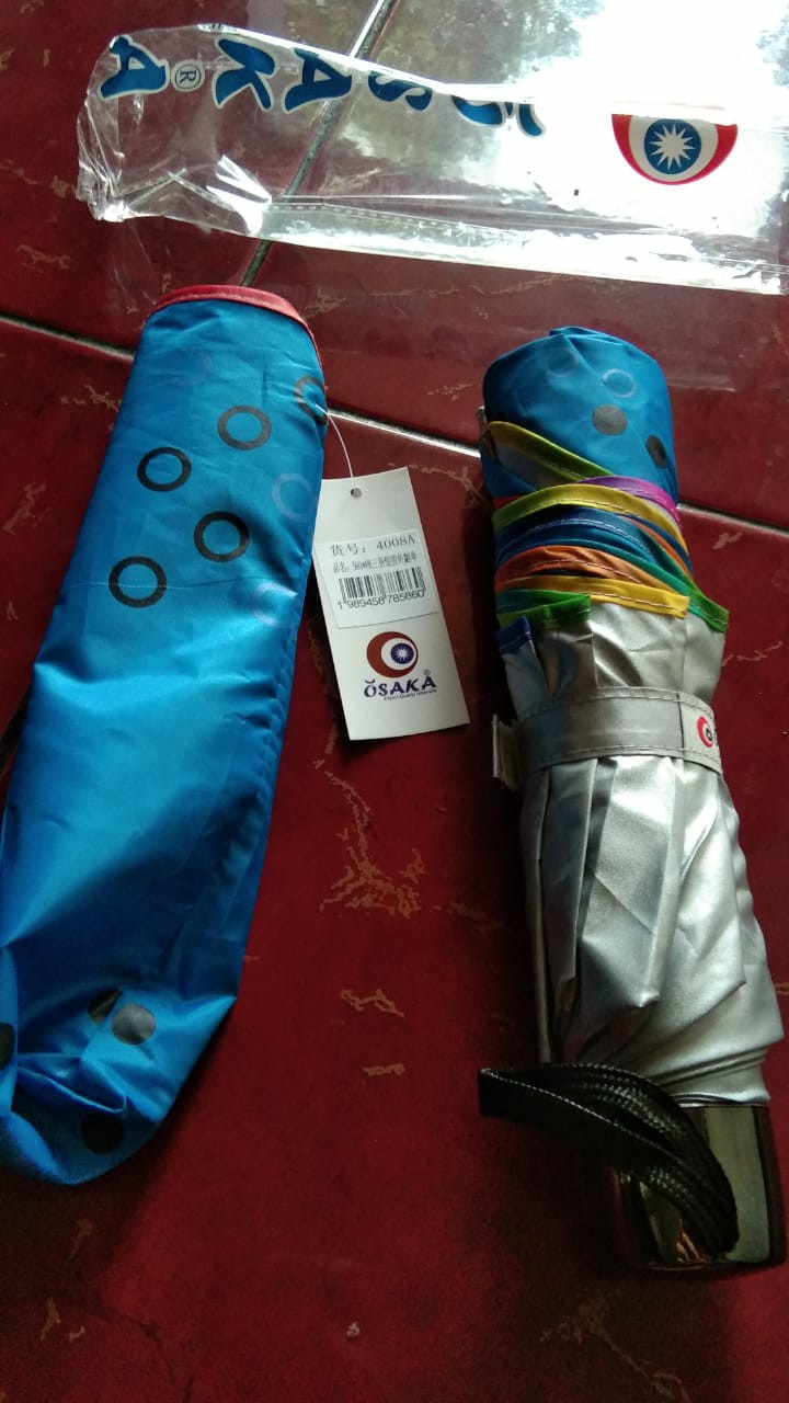 Payung Lipat 4 Karakter Motif Polkadot Ring Anti Uv Merk Osaka - 4008