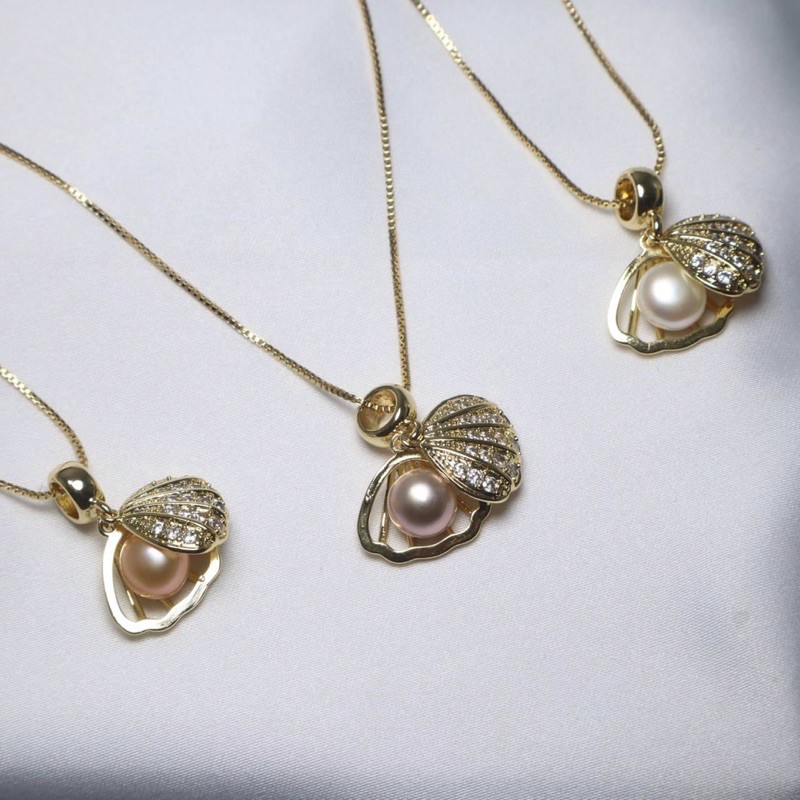 kalung mutiara air tawar asli lombok bentuk kerang