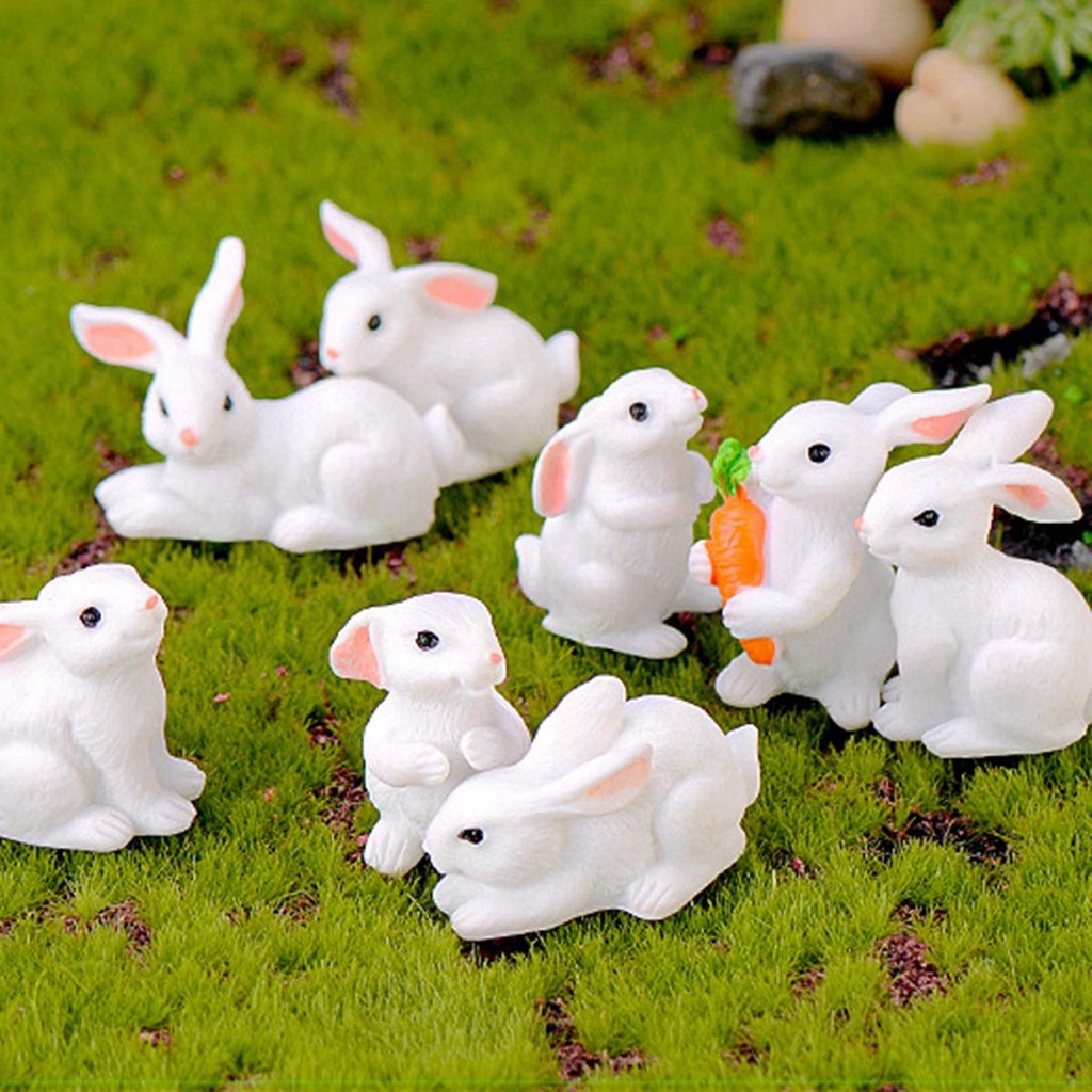 [Elegan] Ornamen Kelinci Lucu Dekorasi Rumah Bonsai Taman Peri Bunny Hare Miniatur