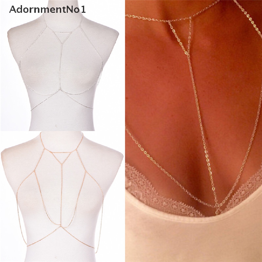 (AdornmentNo1) Kalung Rantai Tubuh / Bikini / Bra / Baju Renang Wanita Multilayer Gaya Retro Sexy Untuk Pantai