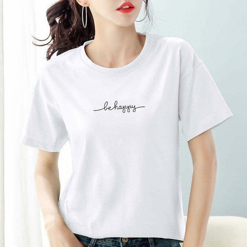 Kaos Wanita BE HAPPY BAGUS  kaos cewek / Baju wanita Lengan pendek MURAH VIRAL  HXZX