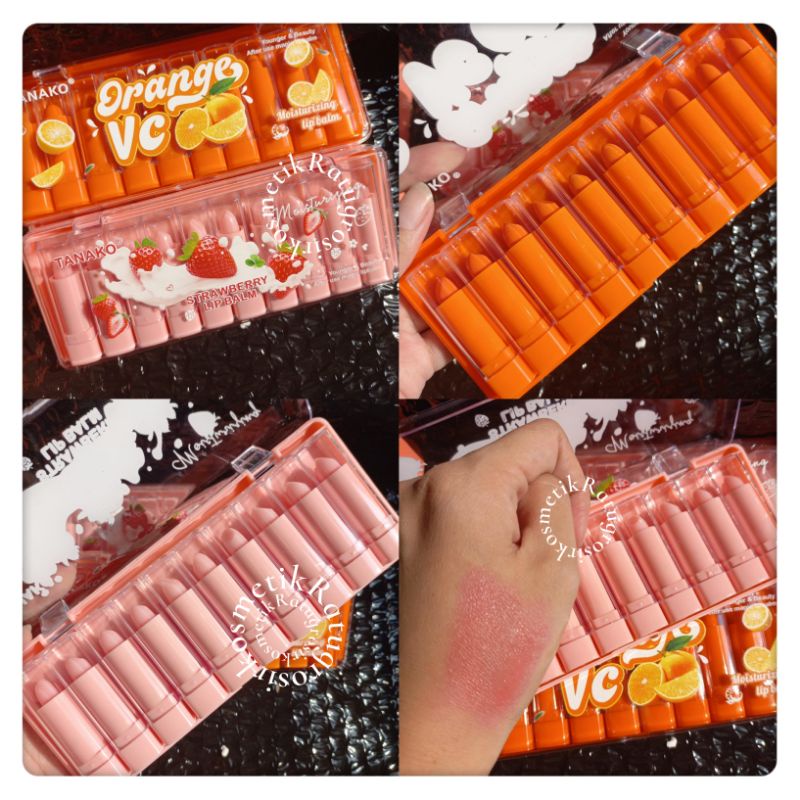 HARGA PERPACK!!!LIP BALM TANAKO STRAWBERRY/VC ORANGE ISI 10 PCS NO.HT-074/HT-075