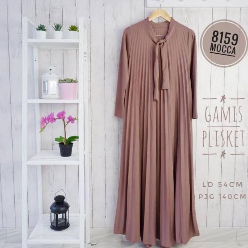 Gamis Jumbo Plisket / Gamis Plisket Mayung Motif Tali / Gamis Plisket Premium Murah / Bisa Bayar Di 