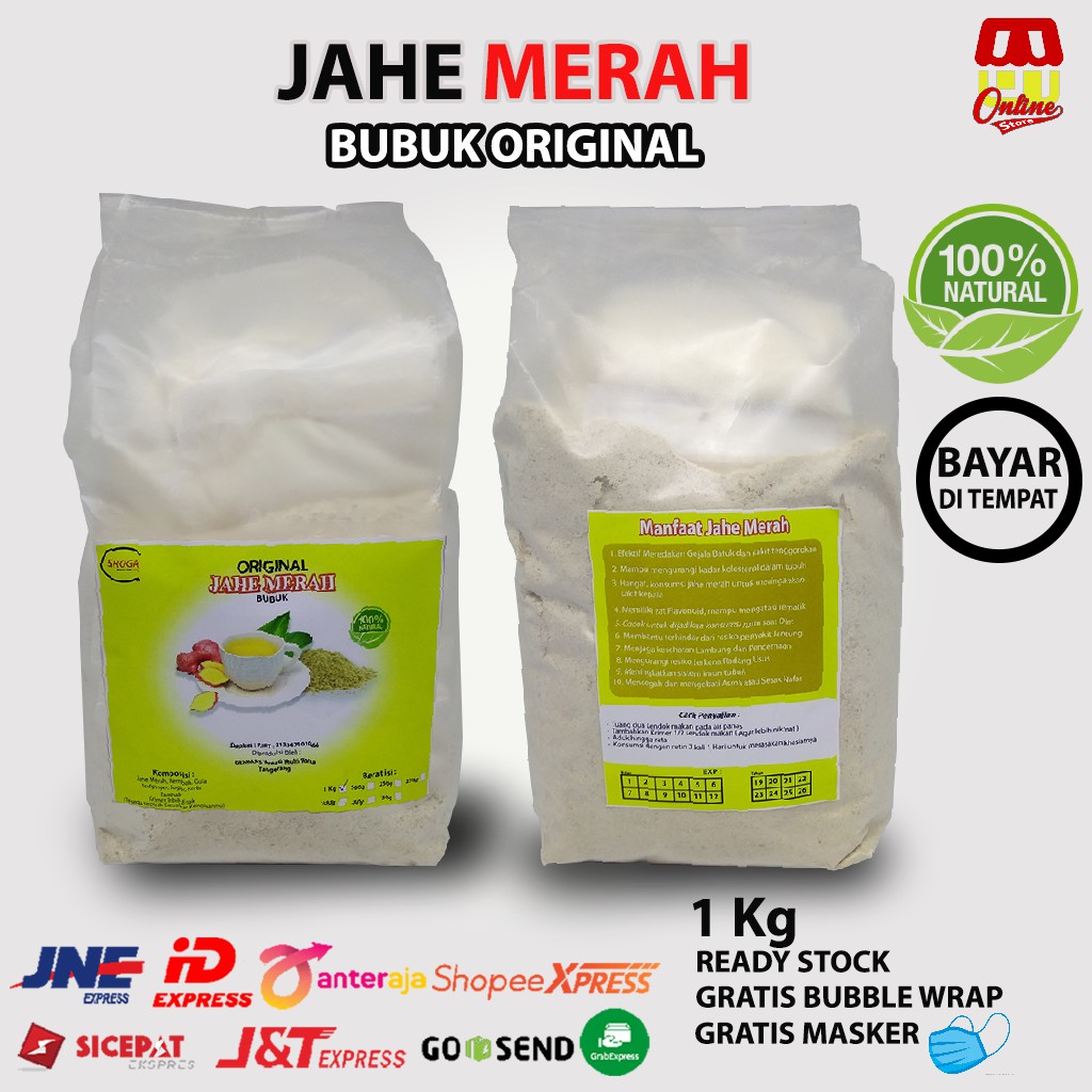 

Jahe Merah Bubuk SHOGA 1kg 100% Alami | Jahe Merah Sachet | Minuman Kesehatan | Jahe Merah Bubuk 1kg