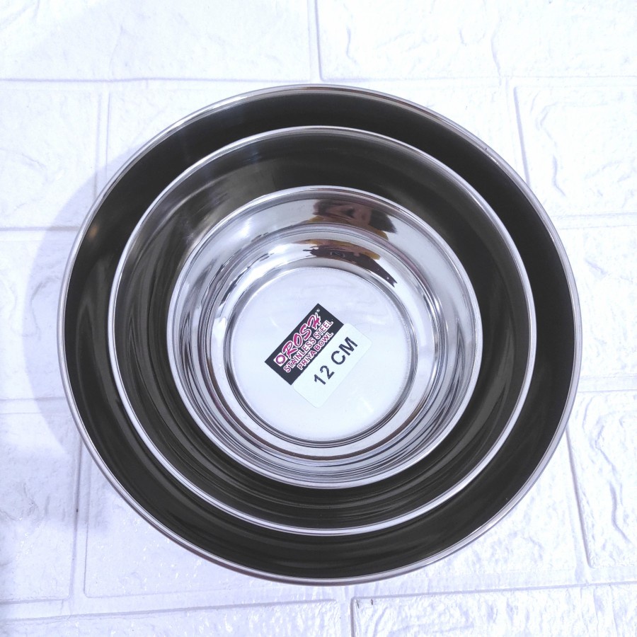 ROSH PRIYA BOWL Mangkok Stainless Ceper Kukus Pet Food 10 12 15,5 18,5 cm