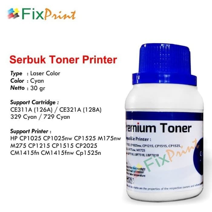 Tinta Toner Refill Laserjet HP Pro 200 CF211A M251 M276 (131A) Cyan