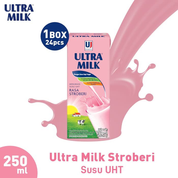 

Susu Ultra Milk UHT Rasa COKLAT / STROBERI / FULL CREAM / LOWFAT HIGH CALCIUM (1 DUS Isi 24 MURAH!)