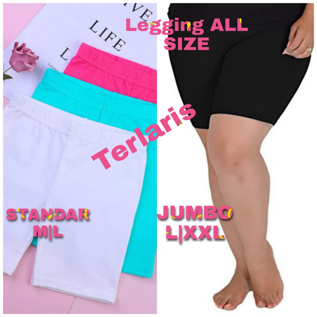 Leggings Shot Short strit Pendek All size Slim &amp; Jumbo &amp; SuperJUMBO Spandek Jersey Jumbo Size Fit