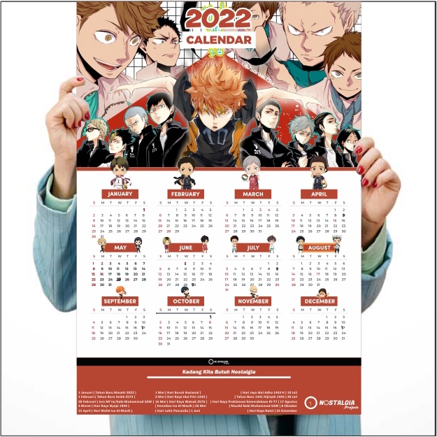 Poster Anime Sports size A3 - Yowamushi Pedal Kuroko no Basuke Ahiro no Sora Captain Tsubasa Eyeshield 21 Haikyuu!! Kalender Haikyuu 2022 Blue Lock