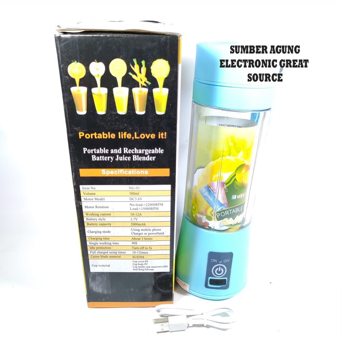 Juicer Portable NG01 380ml Charge Rechargeable Blender Cas Ringan