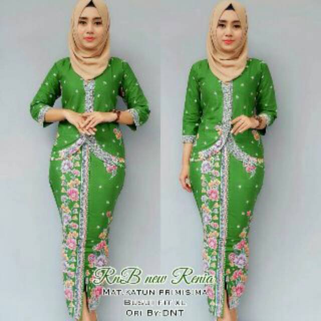 Rnb New Renia Pramugari Cibulan Airliness Seragam Batik Panjang Hijab Modern Kondangan Floral