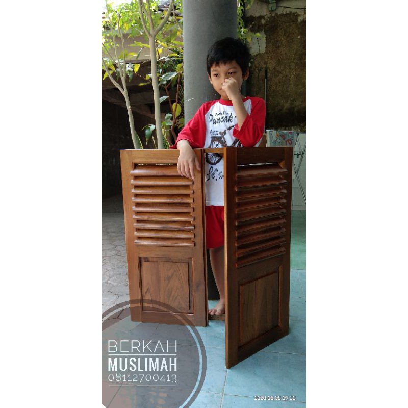 Bebas Custom/Daun Pintu Kayu Jati Model Panil kombinasi Krepyak tebal kayu 2.5 cm / harga per m2