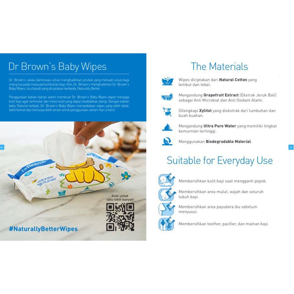 DR BROWNS Baby Wipes / Tissue Basah 4-Pack x 25's