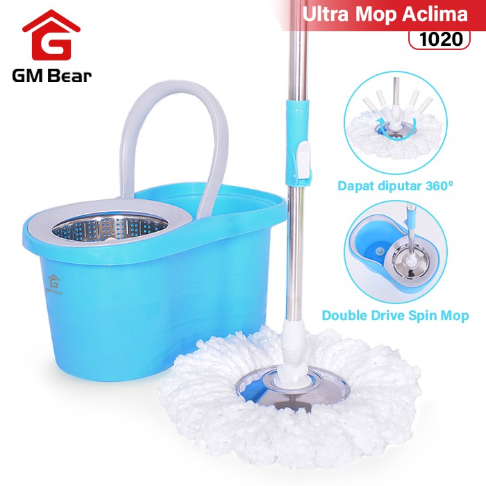 Ready  [COD] GM Bear Alat Pel Lantai Putar Praktis 1020 - Ultra Mop Aclima Blue ASLI