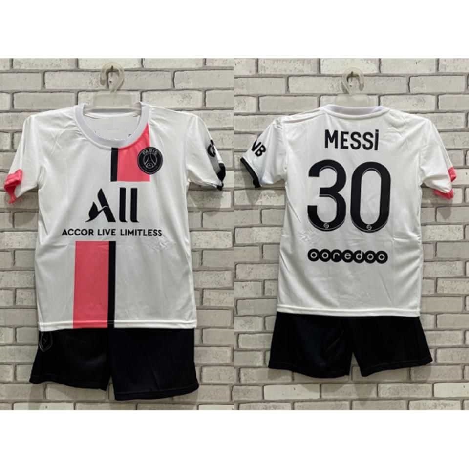 PG02 - Jersey Bola Away PARIS SAINT GERMAIN MESSI / Kaos Sepak Bola Anak PSG / Kids Sport Tshirt