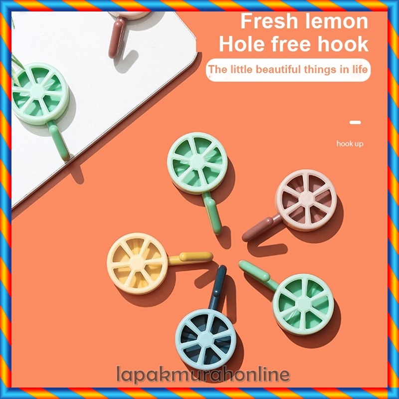 Gantungan Hook Lemon / Gantungan Hook Tempel Dinding Baju Serbaguna Kamar Mandi Dapur Bulat Lemon Jeruk