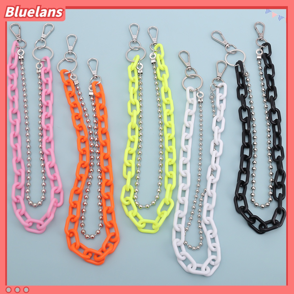 Bluelans Punk Women 2-layer Acrylic Belt Waist Chain Keychain Hanging Pants Waistband