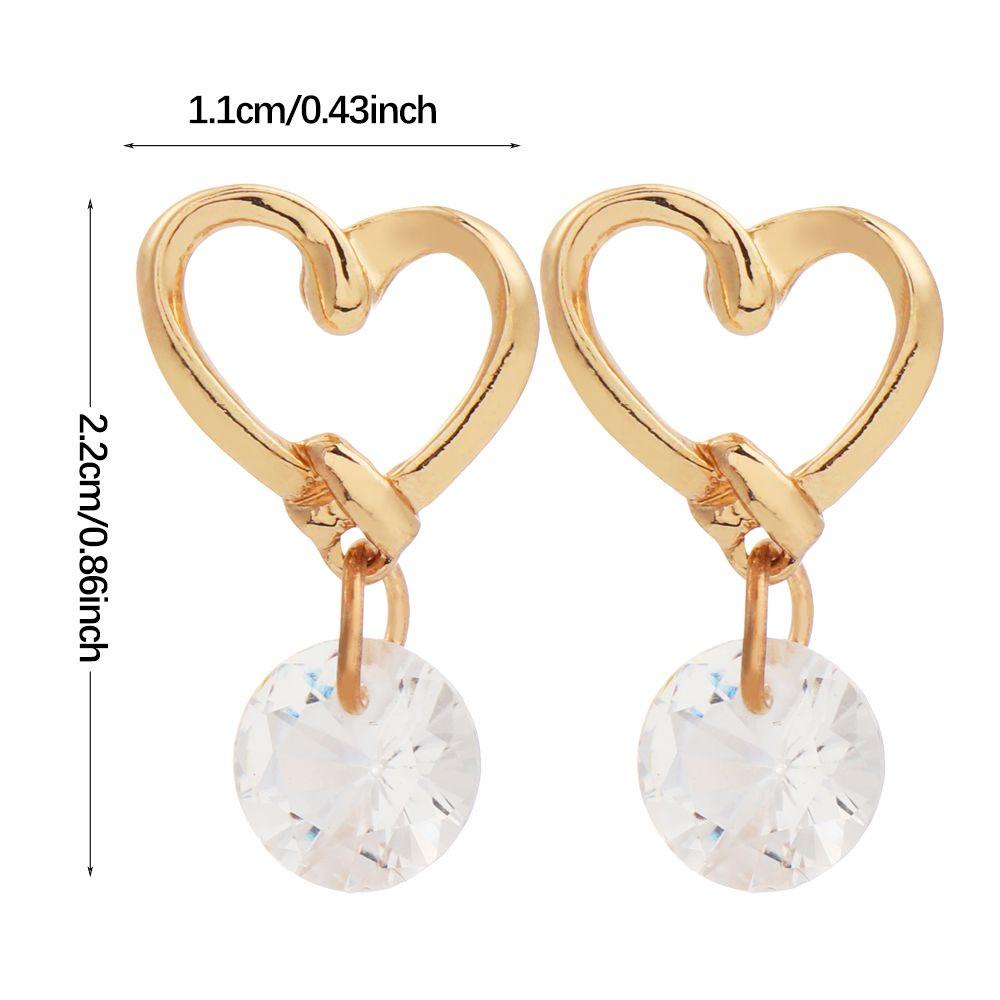 Solighter Heart Stud Earrings Berlian Gadis Perhiasan Pernikahan Cinta Hati Zirkon