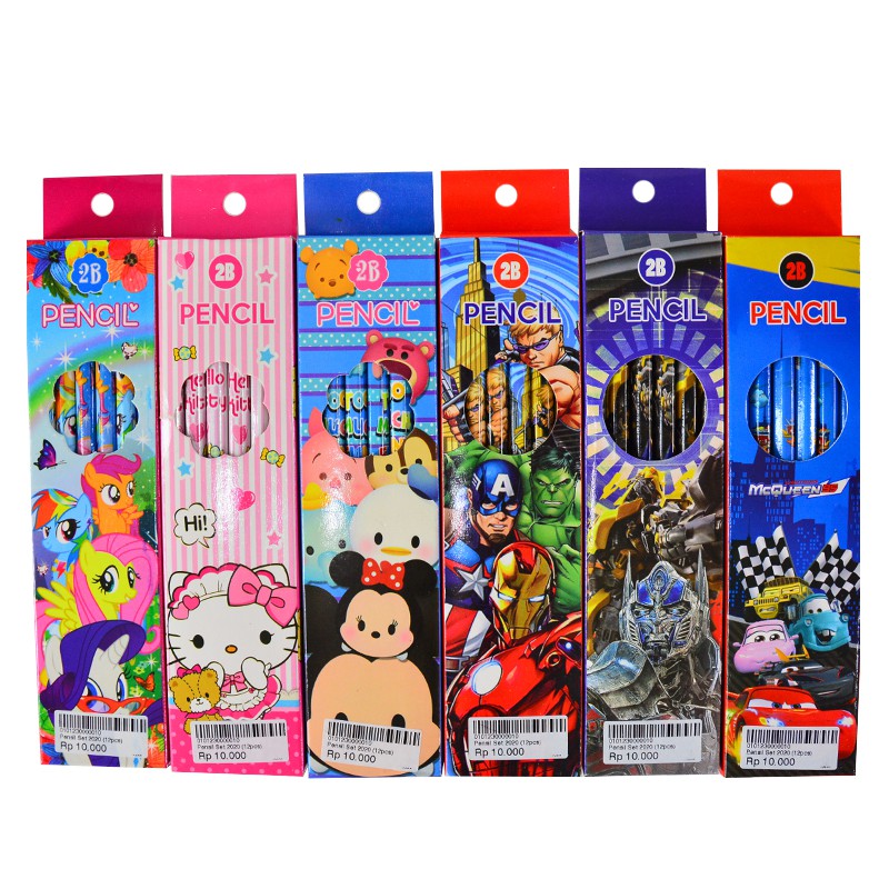 

Pensil Set Karakter Tsumtsum Pony Hello Kitty Justice League Avengers Cars