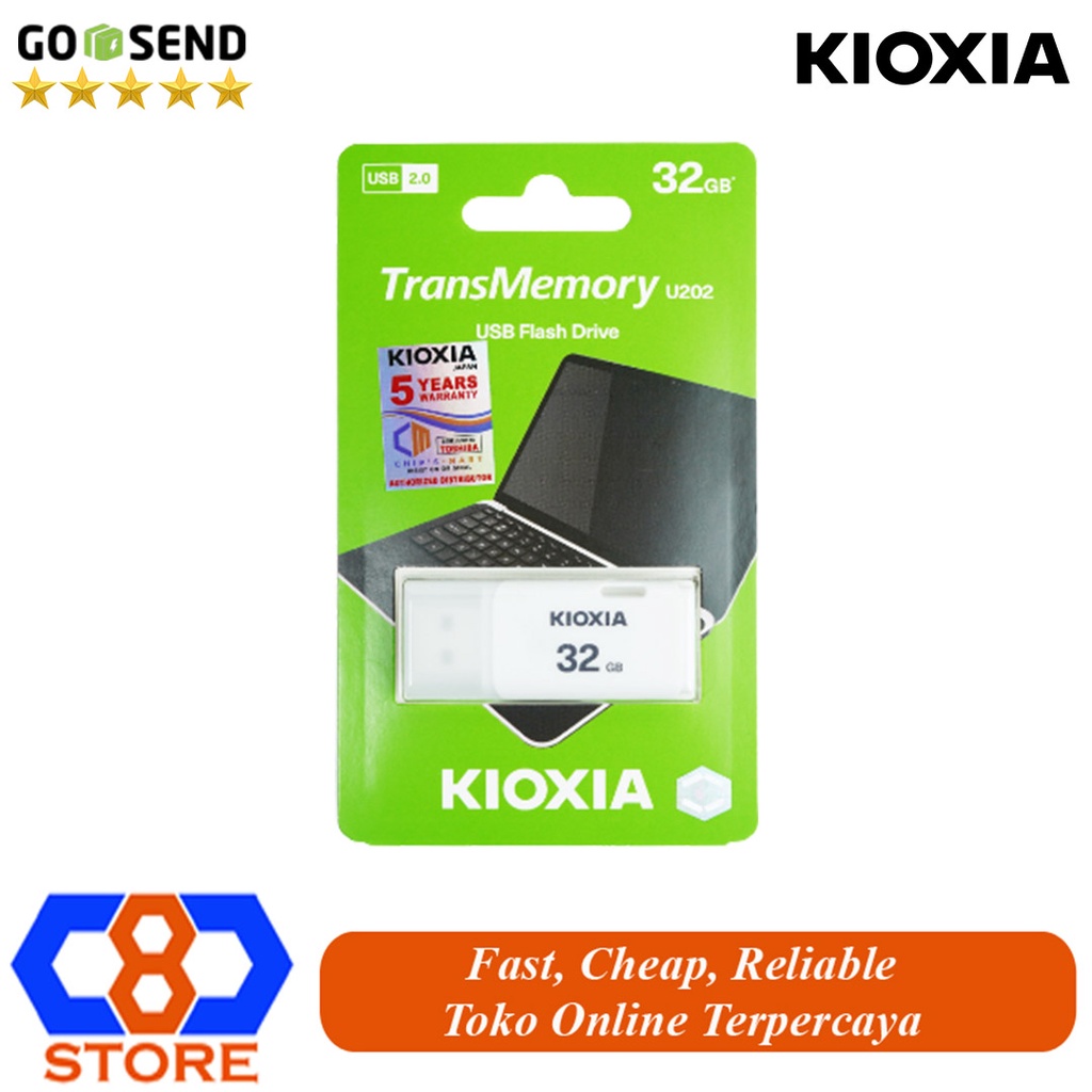 USB FLASH DISK KIOXIA 32GB U202 USB2.0 RESMI ORIGINAL GARANSI 5 TAHUN