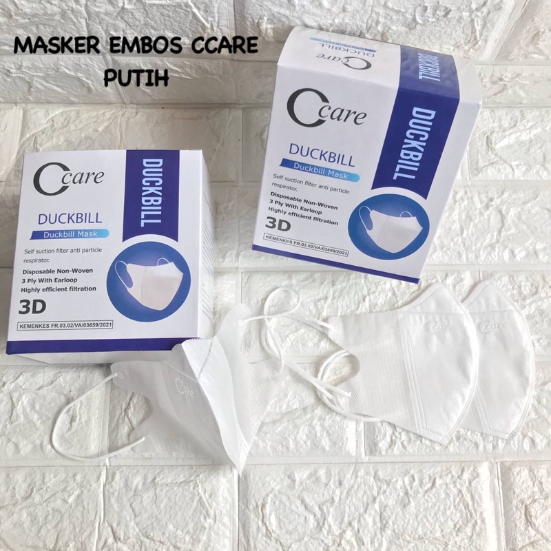 MASKER DUCKBILL CCARE GARIS EMBOS PUTIH HITAM MIX WARNA / EARLOOP DUCK BILL EMBOSS C CARE MURAH