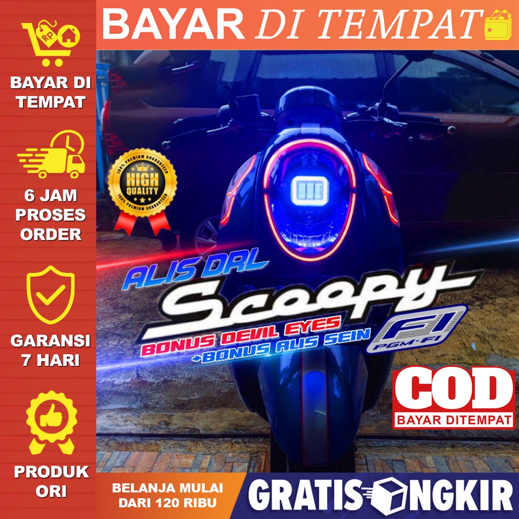 LAMPU LED ALIS SCOOPY FI BONUS ALIS SEIN & DEVIL EYES LAMPU SENJA LAMPU LED LAMPU LIS LAMPU DRL SCOO