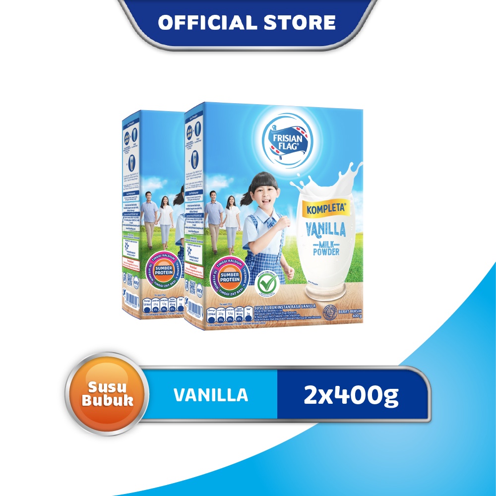 

Frisian Flag Kompleta Susu Bubuk Rasa Vanilla 2 x 400 gr