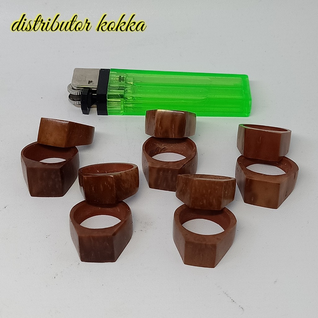 ( SUPER MURAH ) Paket hemat 10 pcs cincin kokka kaukah plat polos tebal  coklat