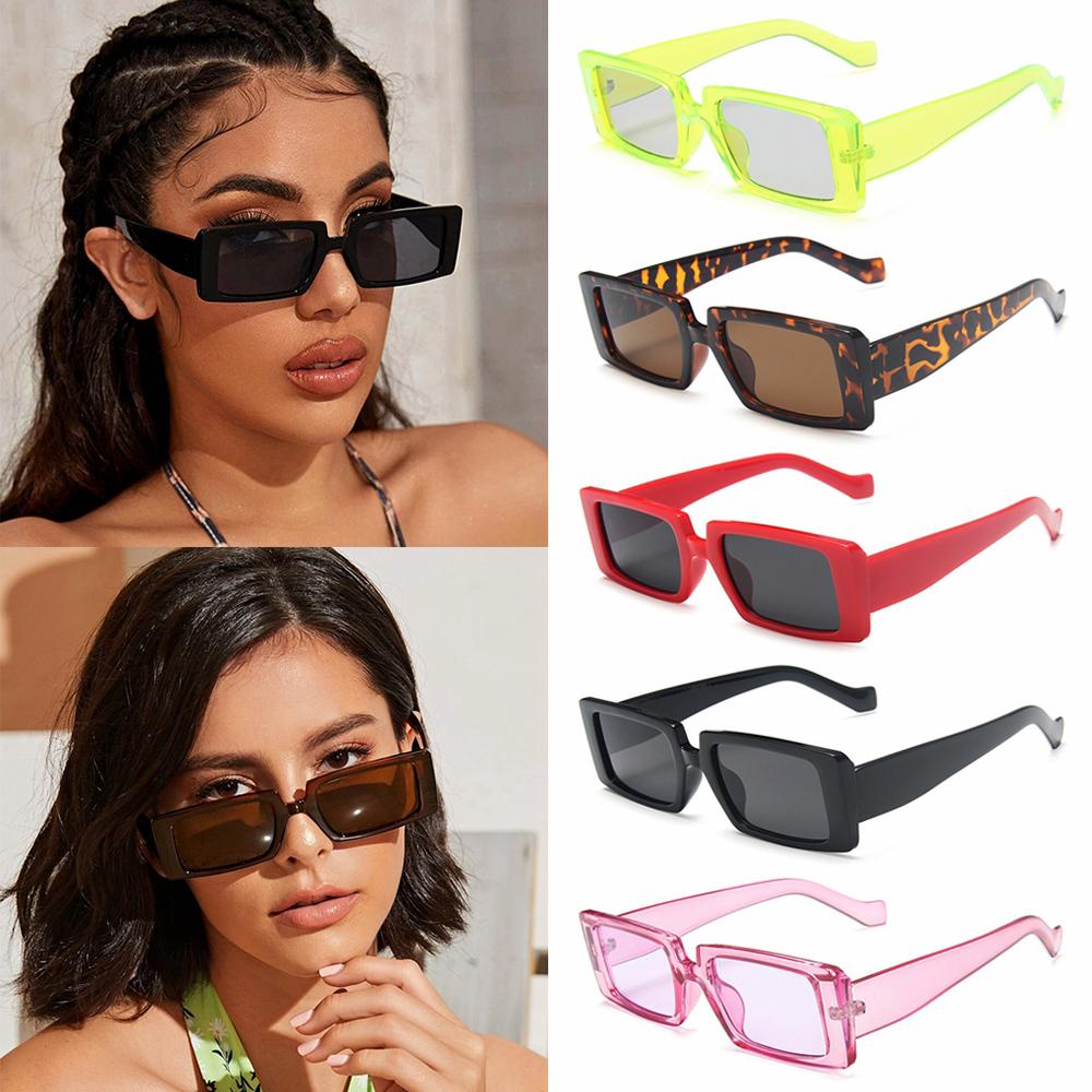 Nanas Kacamata Hitam Persegi Panjang Kecil Permen Warna UV400 Female Shades Rectangle Sun Glasses